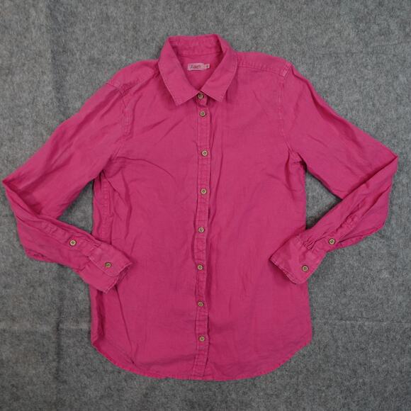 Faherty Tops - Faherty Top Womens Small Linen Lagenlook Beachy Button Front Pink Shirt